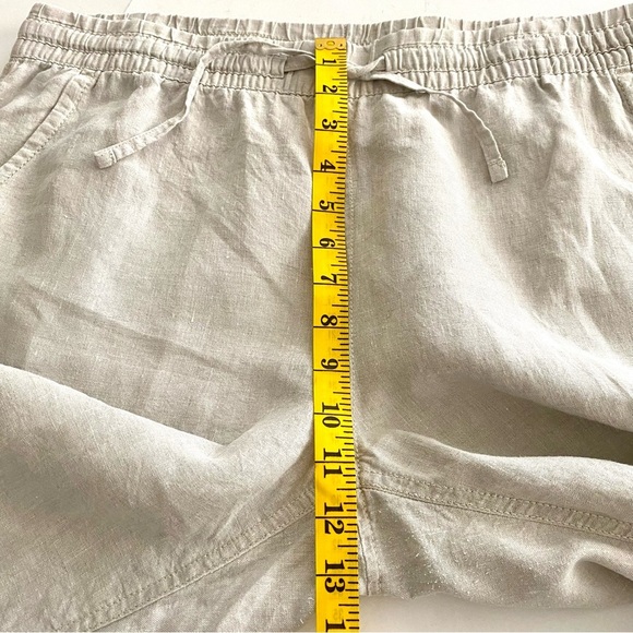 L.L. Bean Cream Beige Linen Straight Wide Leg Pants Size 16 Petite Lagenlook - Picture 12 of 13